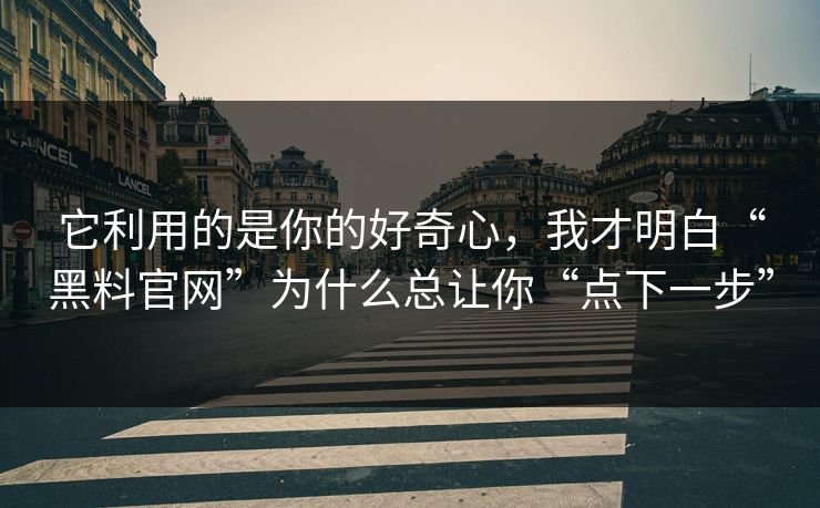 它利用的是你的好奇心，我才明白“黑料官网”为什么总让你“点下一步”