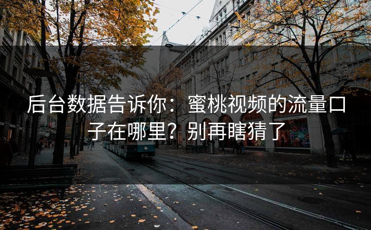 后台数据告诉你：蜜桃视频的流量口子在哪里？别再瞎猜了