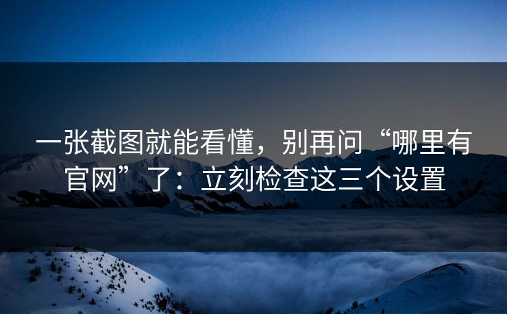 一张截图就能看懂，别再问“哪里有官网”了：立刻检查这三个设置