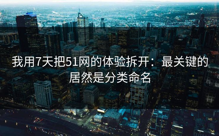 我用7天把51网的体验拆开：最关键的居然是分类命名