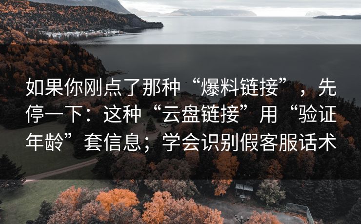 如果你刚点了那种“爆料链接”，先停一下：这种“云盘链接”用“验证年龄”套信息；学会识别假客服话术
