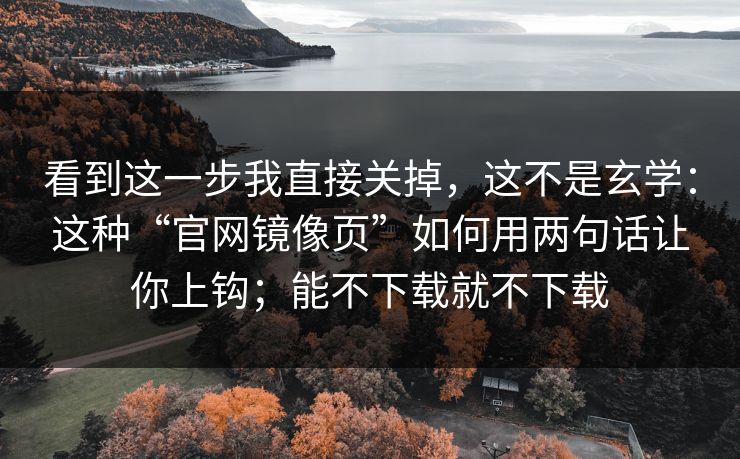 看到这一步我直接关掉，这不是玄学：这种“官网镜像页”如何用两句话让你上钩；能不下载就不下载