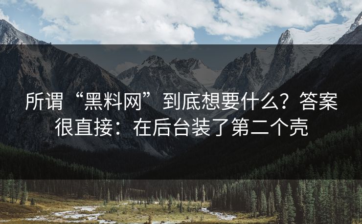 所谓“黑料网”到底想要什么？答案很直接：在后台装了第二个壳