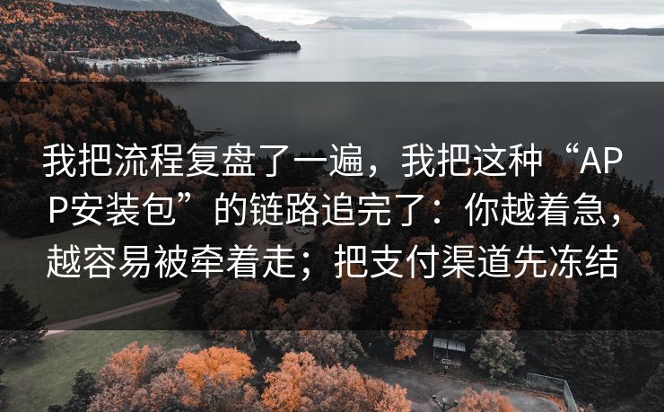 我把流程复盘了一遍，我把这种“APP安装包”的链路追完了：你越着急，越容易被牵着走；把支付渠道先冻结