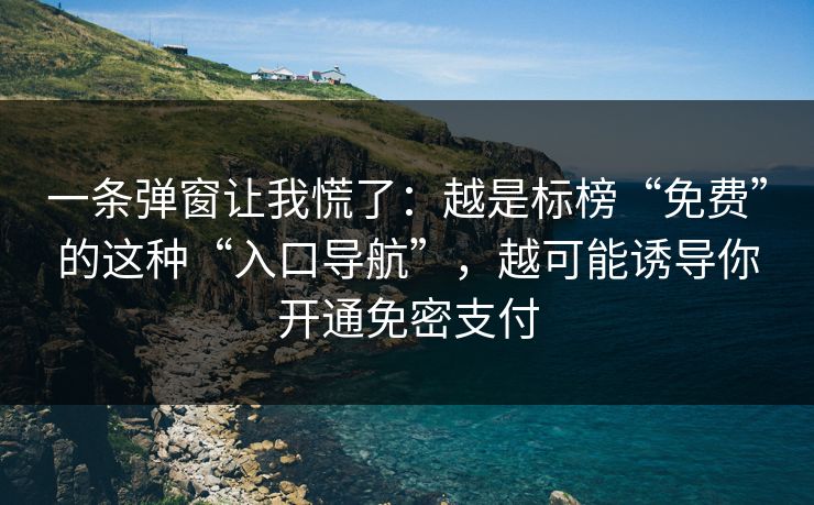 一条弹窗让我慌了：越是标榜“免费”的这种“入口导航”，越可能诱导你开通免密支付