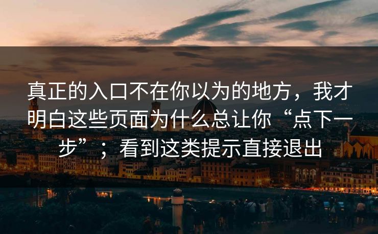 真正的入口不在你以为的地方，我才明白这些页面为什么总让你“点下一步”；看到这类提示直接退出