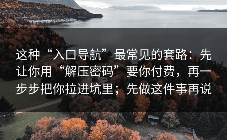 这种“入口导航”最常见的套路：先让你用“解压密码”要你付费，再一步步把你拉进坑里；先做这件事再说