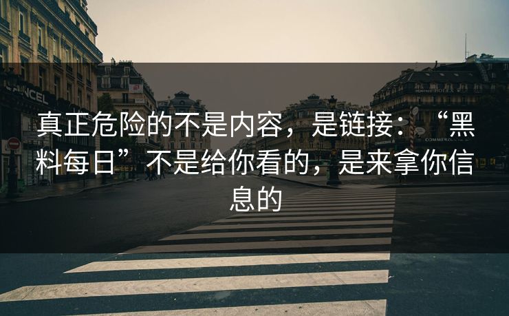 真正危险的不是内容，是链接：“黑料每日”不是给你看的，是来拿你信息的