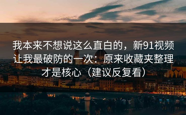 我本来不想说这么直白的，新91视频让我最破防的一次：原来收藏夹整理才是核心（建议反复看）